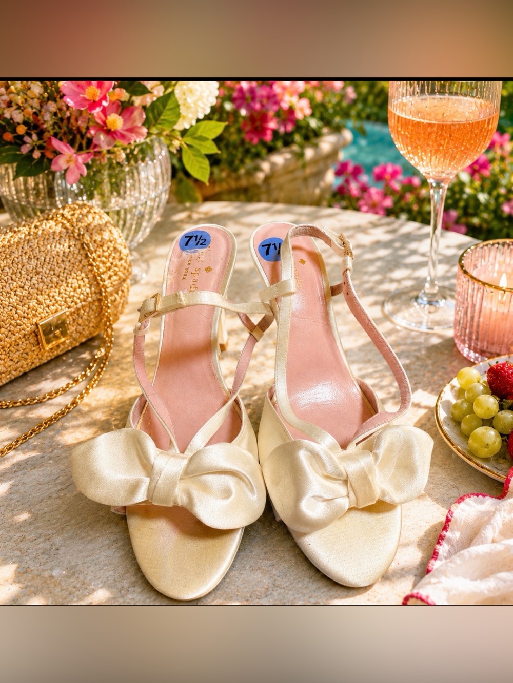 Kate Spade size 7.5 offwhite ivory bow sandals